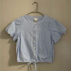 J. Crew Blue and White Striped Shirt